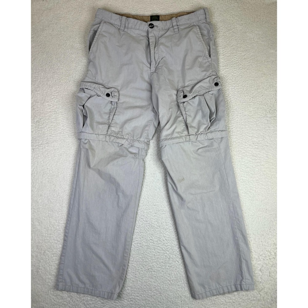 Timberland Mens Gray Canvas‎ Cargo Pants 34x32 Regular Fit Adjustable Waist